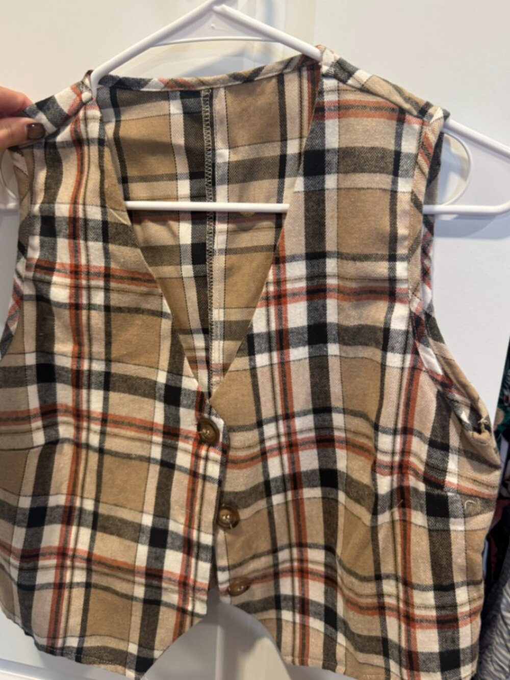 Emery Rose cropped plaid vest/top